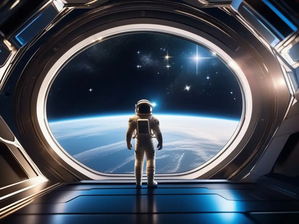 Astronauta admira la inmensidad del espacio Astronauta admira el infinito del cosmos en una deslumbrante imagen 8k - Cómo fortalecer el sistema inmunológico antes de viajar al espacio