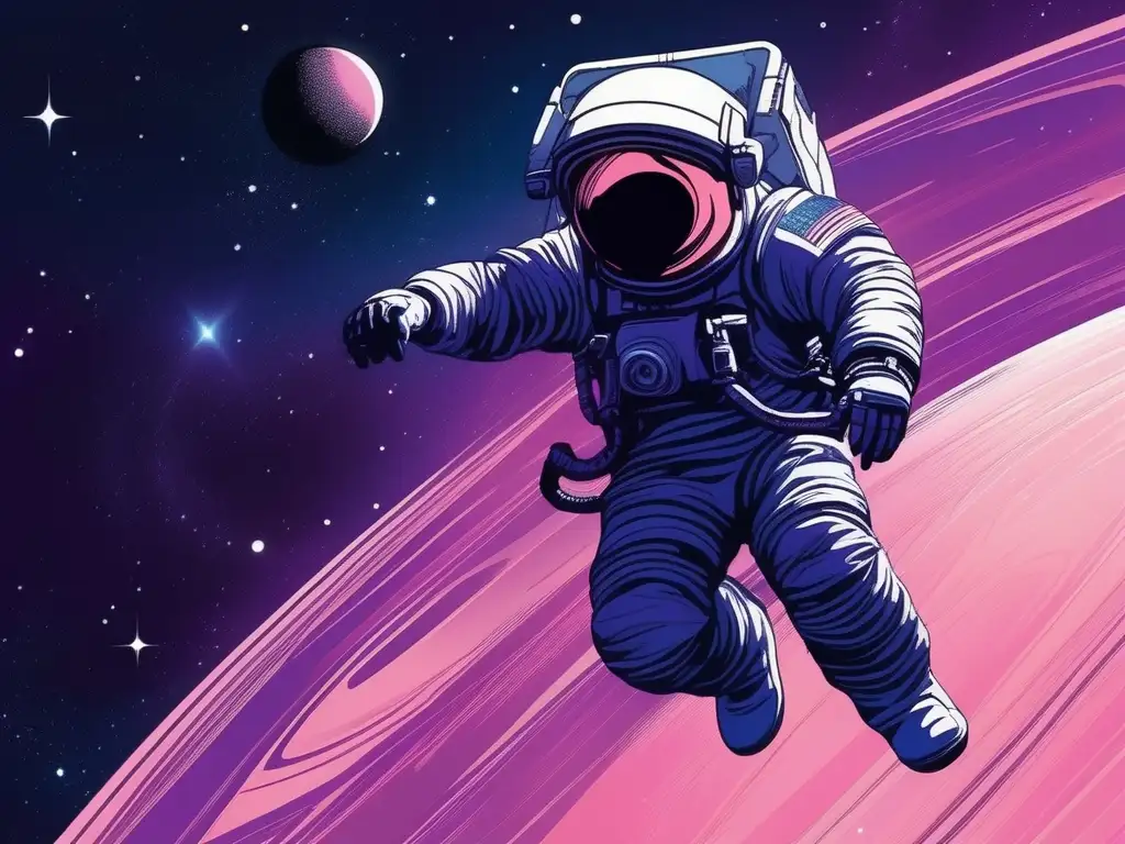 Astronauta flotando en el espacio Astronauta flotando en el espacio rodeado de galaxias y estrellas - Concepto básico del tiempo espacial