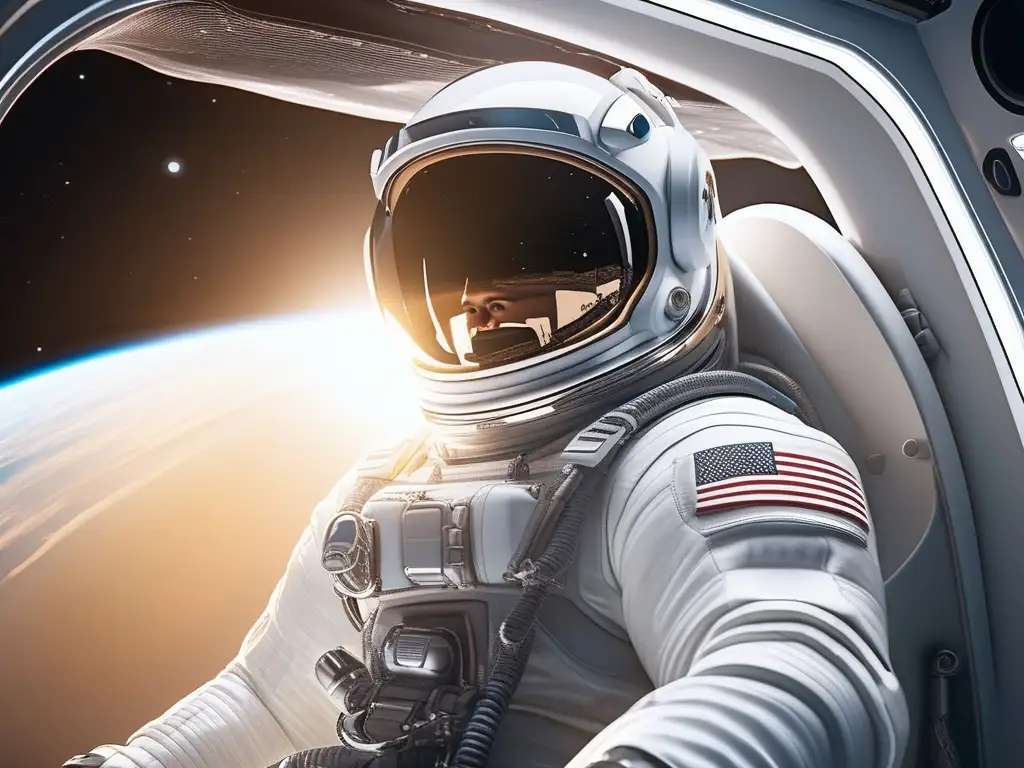 Astronauta sonriente en nave espacial Astronauta sonriente en nave espacial con cuidado dental en el espacio: consejos estelares