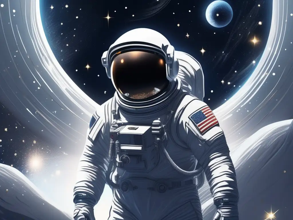 Astronauta flotando en el espacio Imagen 8k: Astronauta sereno en el espacio, reducir ansiedad espacial