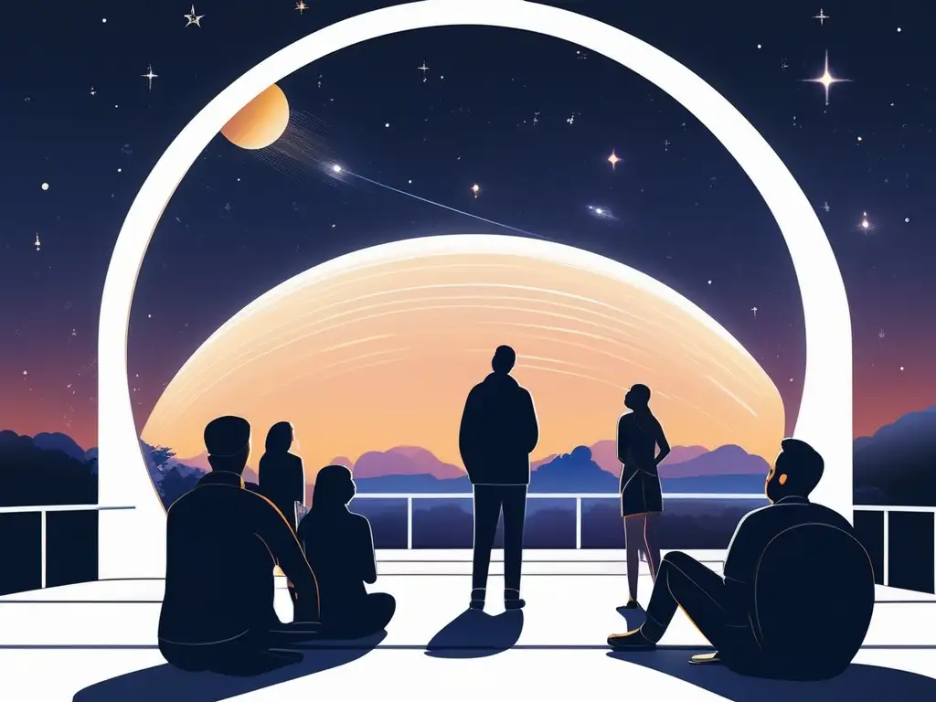 Observatorio astronómico inclusivo para personas con discapacidad auditiva Turismo astronómico inclusivo para personas sordas: Observatorio moderno con tecnología avanzada y personas diversas disfrutando de la experiencia