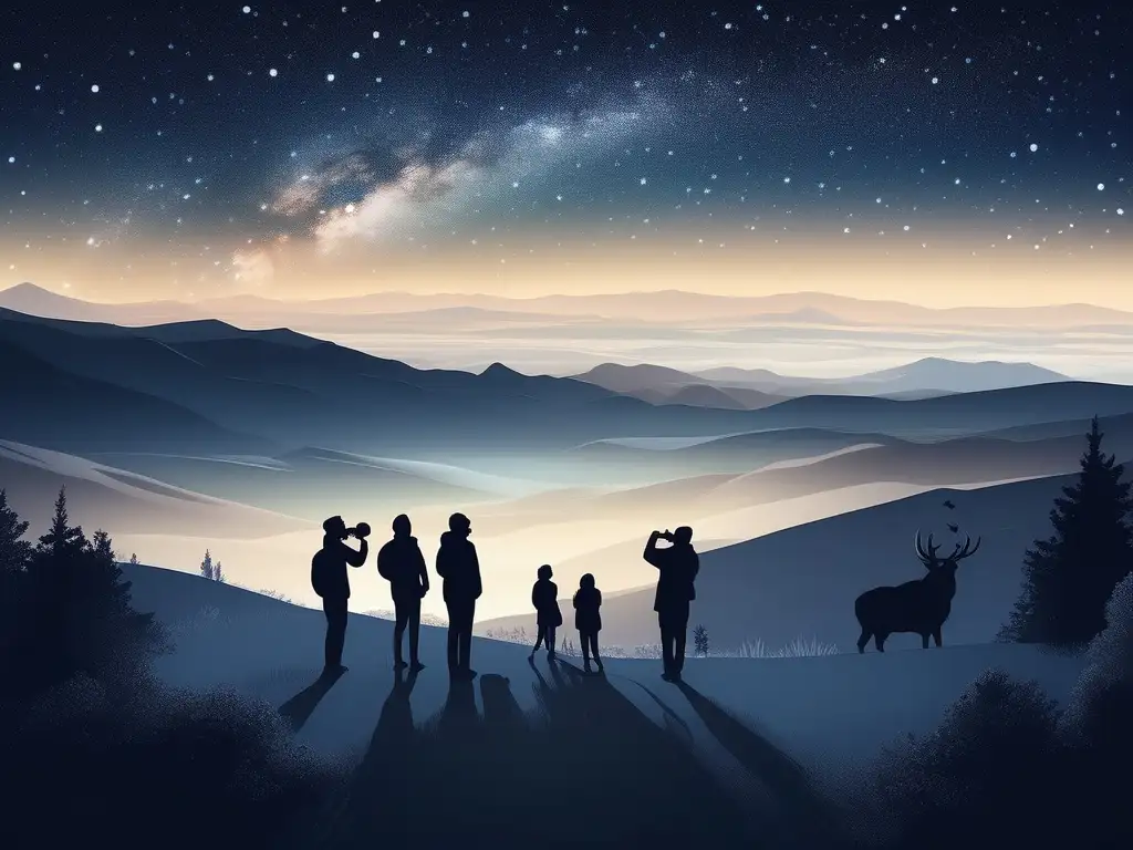 Astrónomos observando la belleza del cielo estrellado Importancia del turismo astronómico y conservación del cielo nocturno