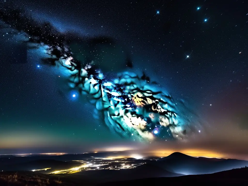Noche estrellada con telescopio Guía de observación astronómica con telescopio