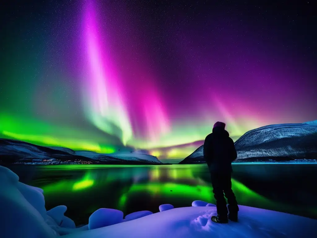 Auroras danzantes sobre Tromsø, Noruega Increíble espectáculo de auroras sobre Tromsø, Noruega