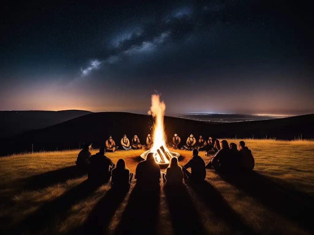 Noche estrellada, campamento en campo abierto Una noche estrellada en un campamento astronómico, rodeado de tranquilidad y maravilla