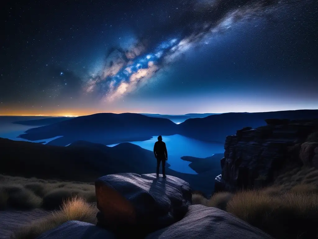 Noche estrellada con figura aborigen Astronomía aborigen: conexión cósmica indígena