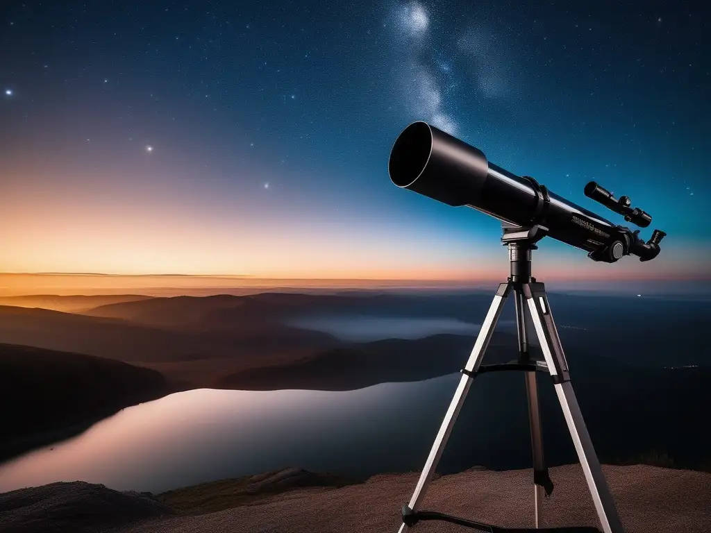 Noche estrellada con telescopio Guía de observación astronómica con telescopio
