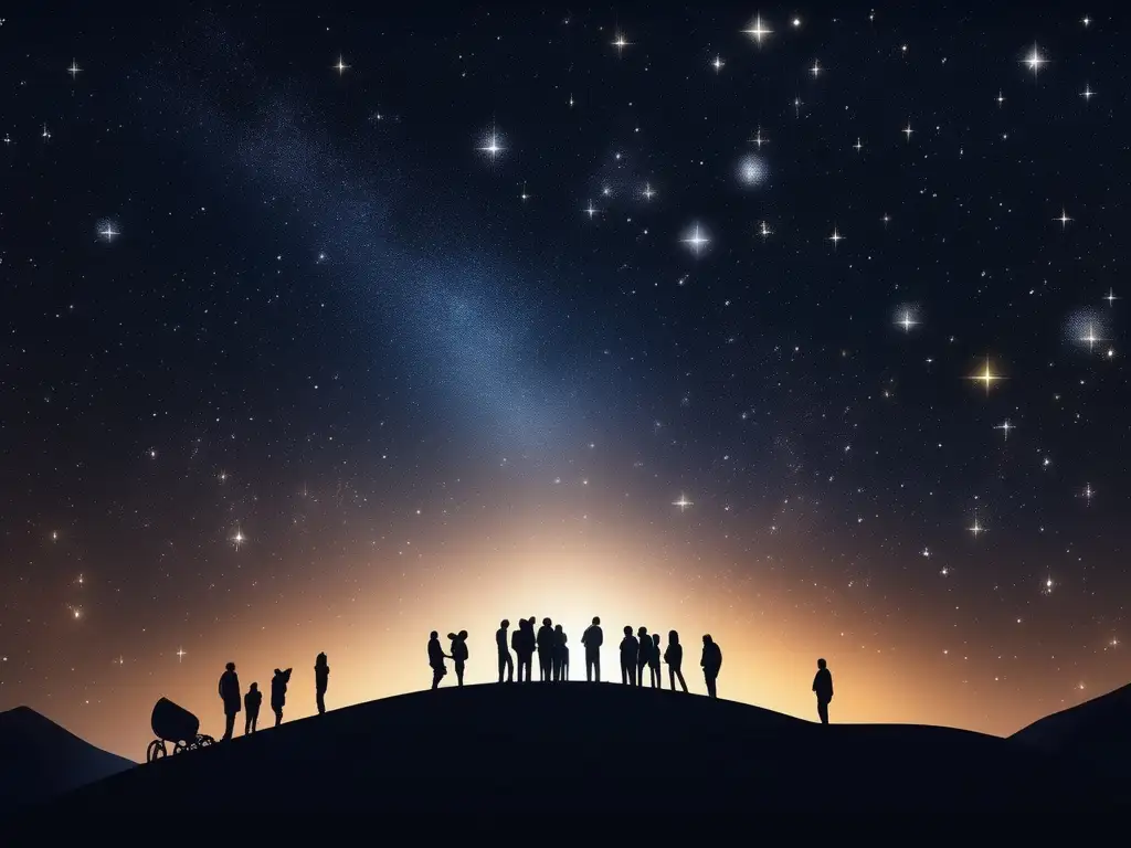 Niños explorando el cielo estrellado Actividades educativas turismo astronómico niños - Imagen impresionante 8k del cielo estrellado, niños emocionados con telescopios y cartas astrales