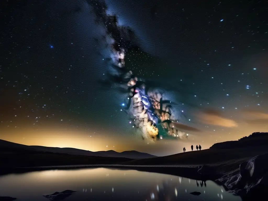 Campamento astronómico bajo el cielo estrellado Campamentos Astronómicos Nocturnos: Impresionante imagen nocturna llena de estrellas, el cielo infinito y la emoción de un campamento astronómico