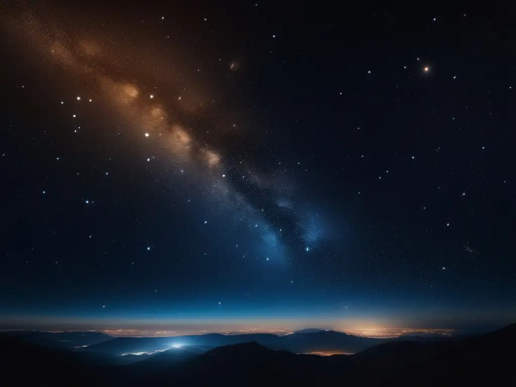 Noche estrellada: Constelación y serenidad Lecciones de sostenibilidad en viajes astronómicos: Cielo estrellado 8k con constelación destacada
