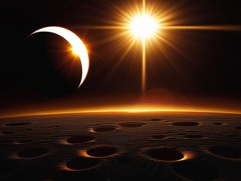 Eclipse solar: alineación perfecta de la Tierra, la Luna y el Sol Descubriendo los secretos de los eclipses: imagen detallada de un eclipse solar, con alineación de Tierra, Luna y Sol