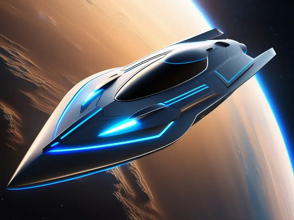 Nave espacial futurista en el espacio Nave espacial futurista, punto de partida turismo espacial