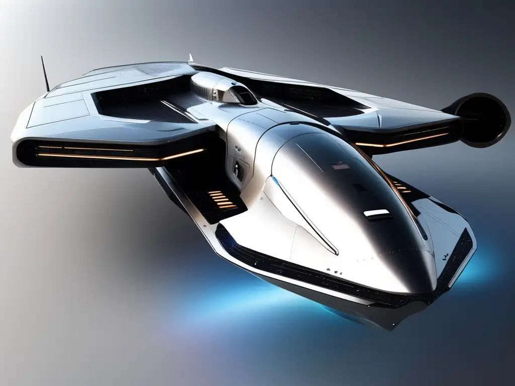 Una nave espacial futurista flotando en el espacio Nave espacial futurista: Empresas turismo espacial futuro