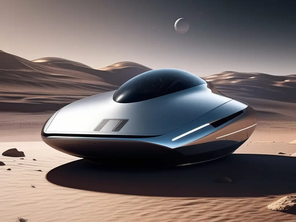 Espacio minimalista: nave moderna flotando Impresionante imagen de nave espacial minimalista en el cosmos - Consejos para evitar el mareo espacial