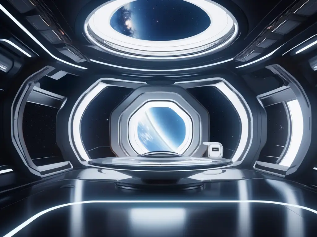 Espacio médico futurista en estación espacial Estación espacial moderna y asombrosa en el cosmos, médico espacial previene alergias en espacio