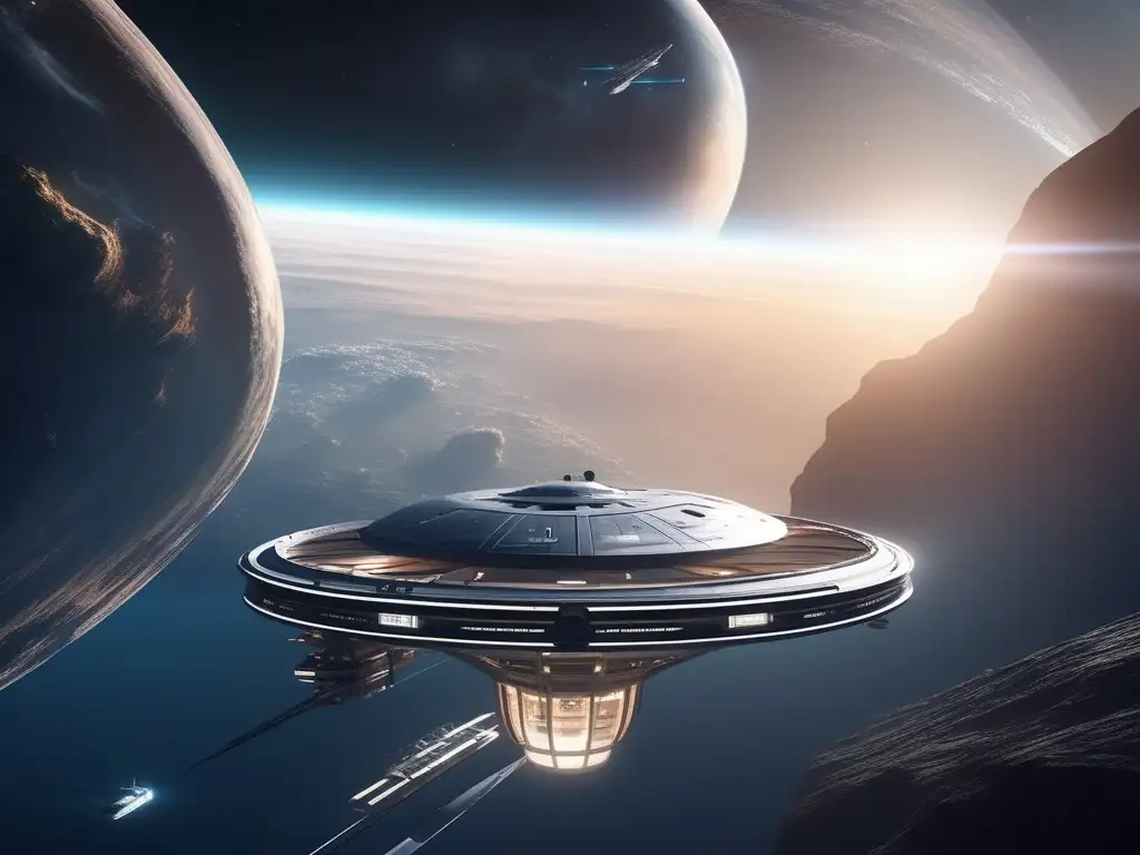 Futurista estación espacial flotante en el espacio Futuro del turismo espacial: Desafíos y expectativas en una estación espacial 8k ultradetallada