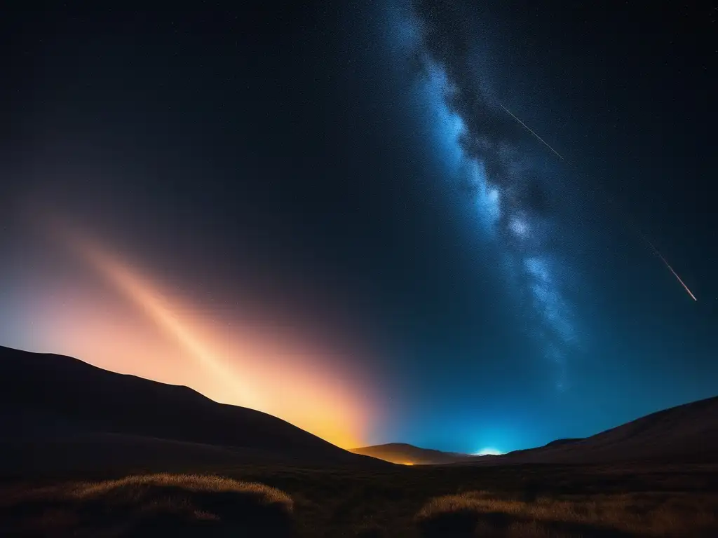 Noche estrellada con meteorito Guía práctica para observar meteoritos en un cielo nocturno estrellado con un deslumbrante meteoro