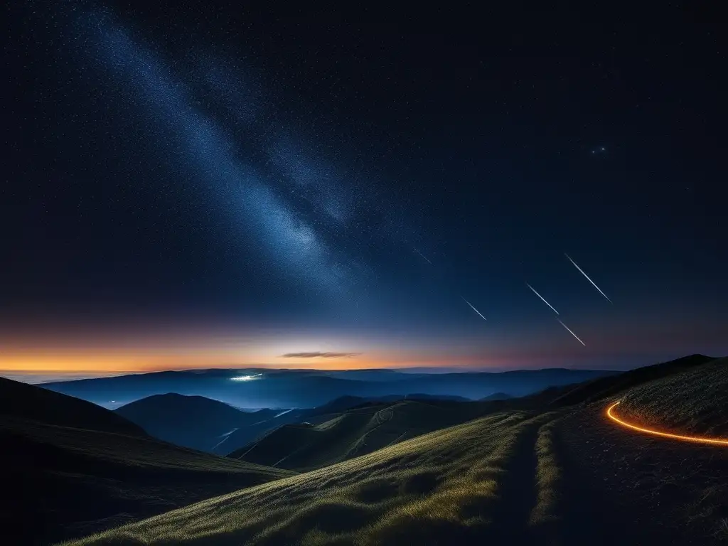 Noche estrellada con meteoritos Fotografía lluvias de estrellas profesionalmente en una noche estrellada con meteoritos