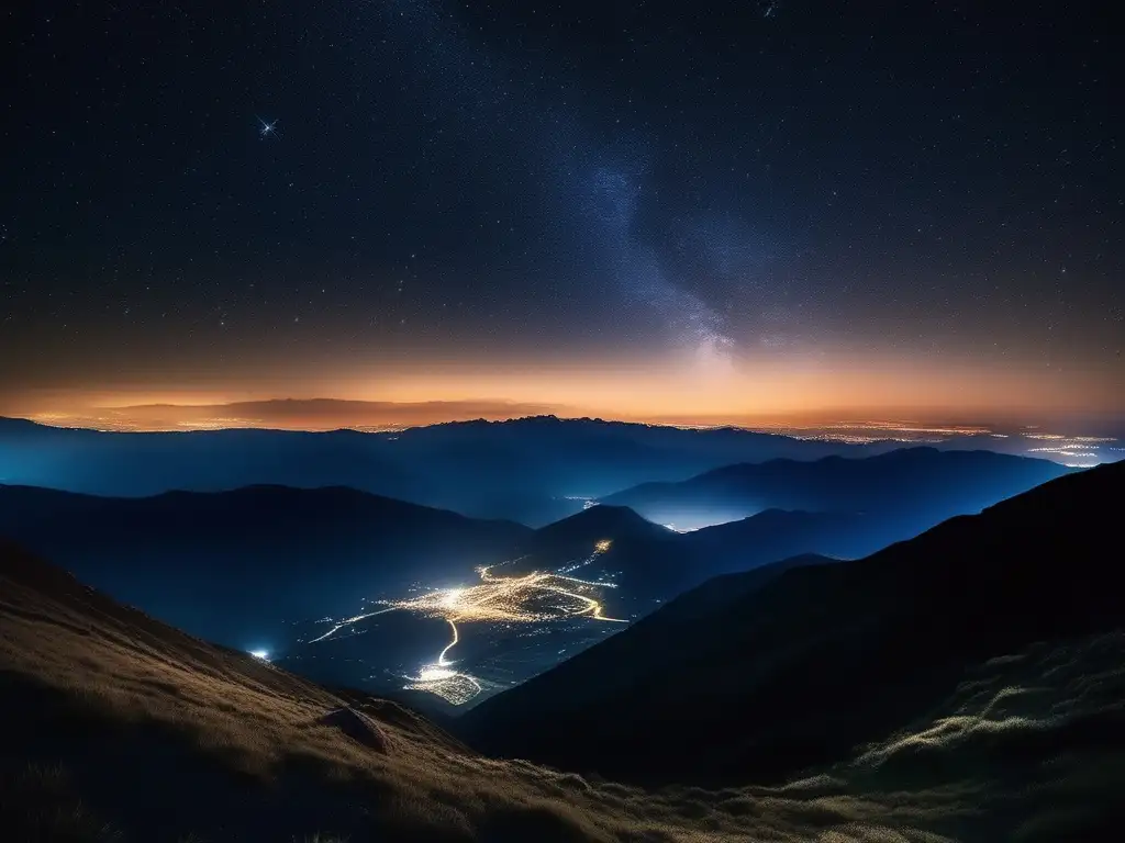 Noche estrellada encantadora Impresionante cielo estrellado sobre montañas - Consejos para turismo astronómico estelar