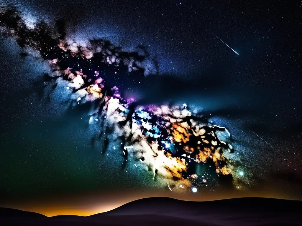 Noche estrellada: Belleza celestial Maravillosa noche estrellada con la Vía Láctea - Mejores trucos edición fotos astronómicas