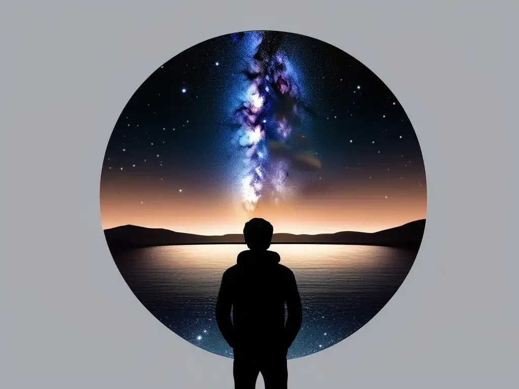 Universe of wonder and sustainability Persona admirando la belleza del cielo estrellado con telescopio - Sostenibilidad en el turismo astronómico