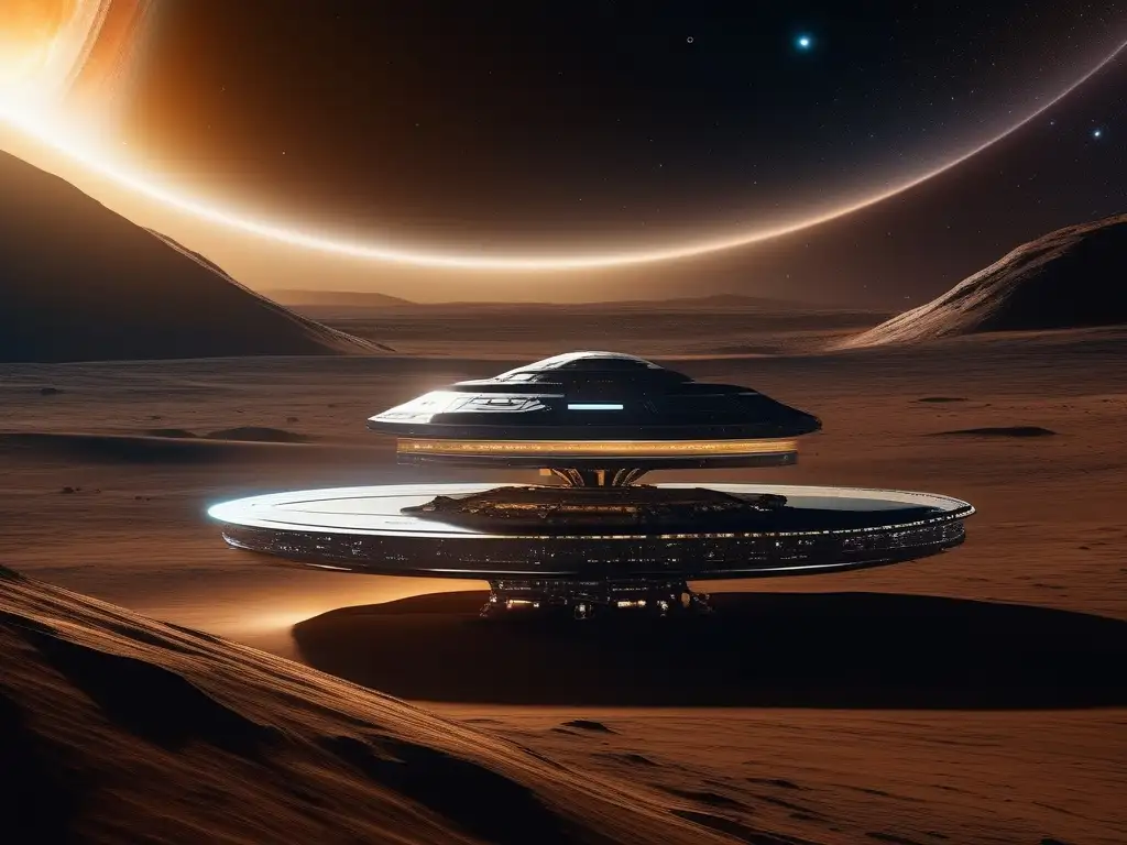Exploración cósmica: paisaje galáctico y sonda espacial Imagen cósmica: paisaje estelar con sonda espacial y entrevista a Arthur C