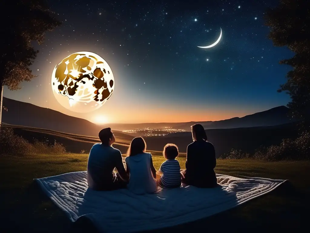 Familia contemplando estrellas Actividades de observación espacial con niños