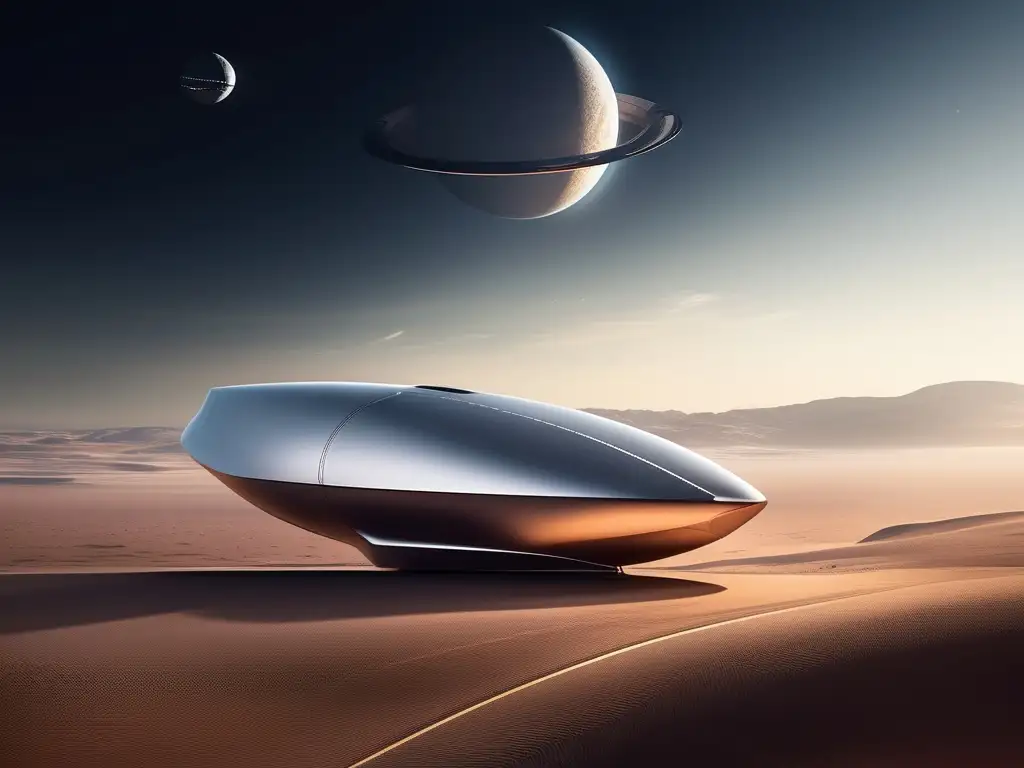 Futuro de las empresas espaciales privadas Futuro turismo espacial: nave futurista en cielo gradientado, tecnología vanguardista, diseño aerodinámico y moderno