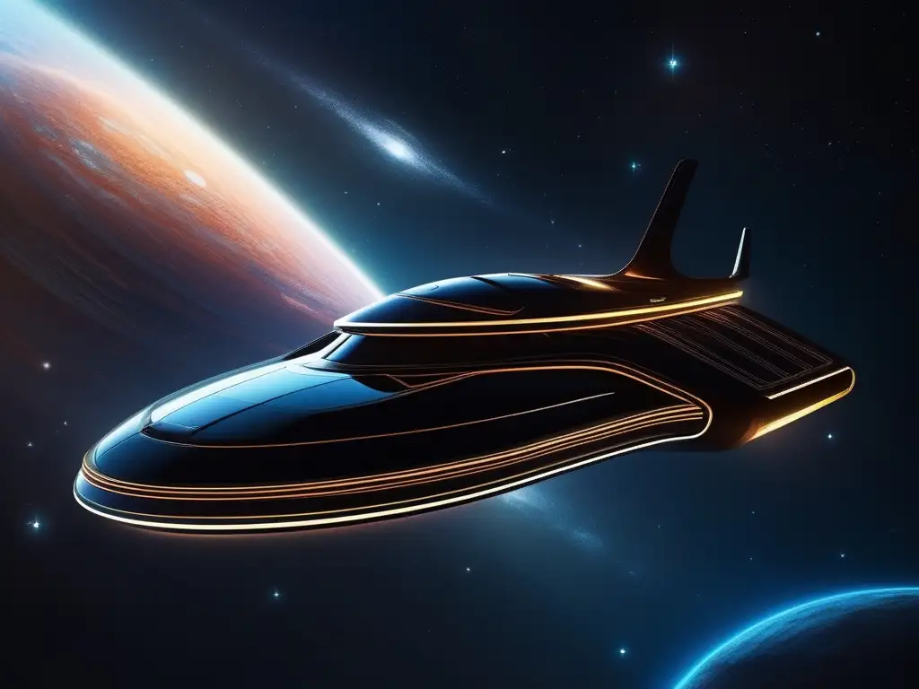 Galaxia resplandeciente y nave espacial futurista Impacto cultural del turismo astronómico: Nave espacial futurista y galaxia vibrante en escena oscura