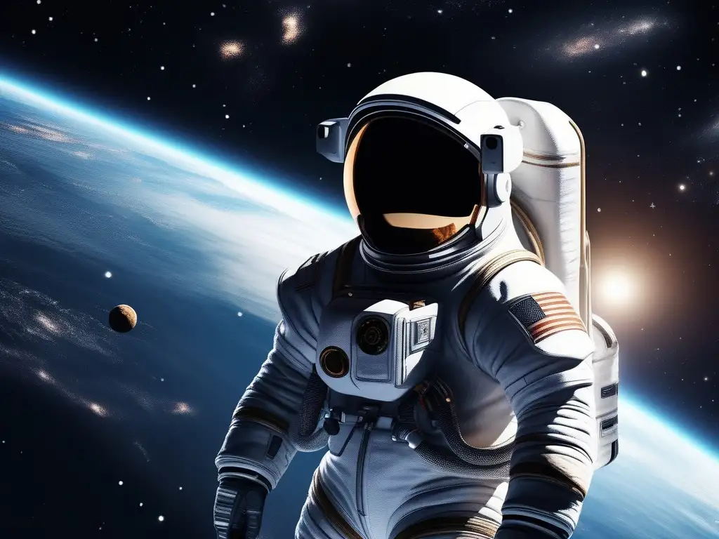 Astronauta sereno flotando en el espacio Astronauta relajado flotando en el espacio rodeado de estrellas y galaxias en una imagen 8k detallada