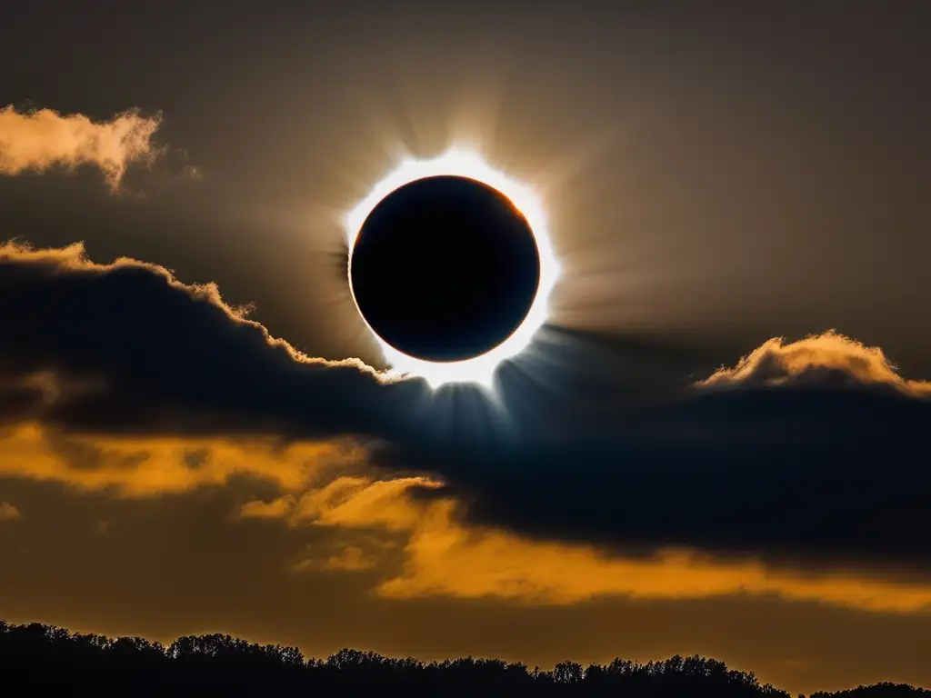 Eclipse solar: corona y luna Eclipse solar con corona y luna, destacando importancia astronómica