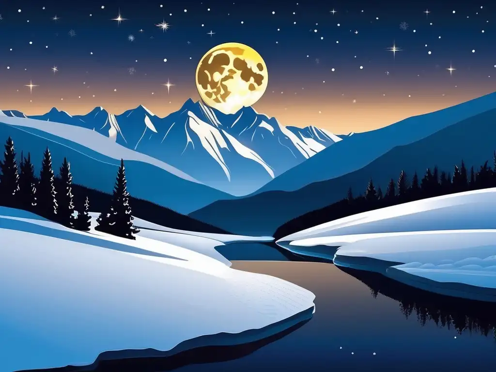 Noche invernal serena con montañas nevadas Invierno estrellado: Consejos astrofotografía invierno estrellas