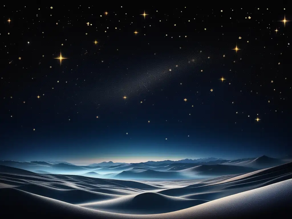 Noche estrellada minimalista Maravillosa imagen 8k detallada, cielo nocturno estrellado con constelación prominente