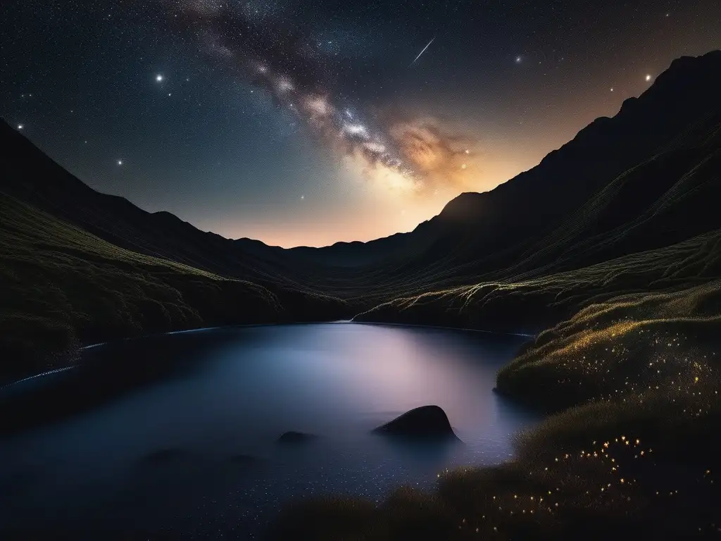 Impresionante cielo estrellado: una obra maestra en 8k Importancia turismo astronómico conservación cielo nocturno: Impresionante imagen 8k de un cielo estrellado, con la Vía Láctea y constelaciones