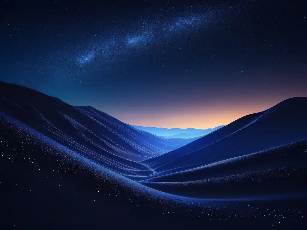 Noche estrellada: serenidad y belleza Imagen: Cielo estrellado 8k, azul profundo, Milky Way y destinos astronómicos