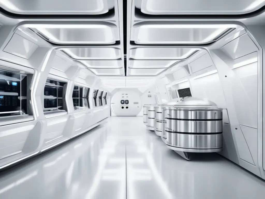 Estación espacial futurista con jardín hidropónico Estación espacial futurista con jardín hidropónico, ejemplo de alimentación espacial saludable