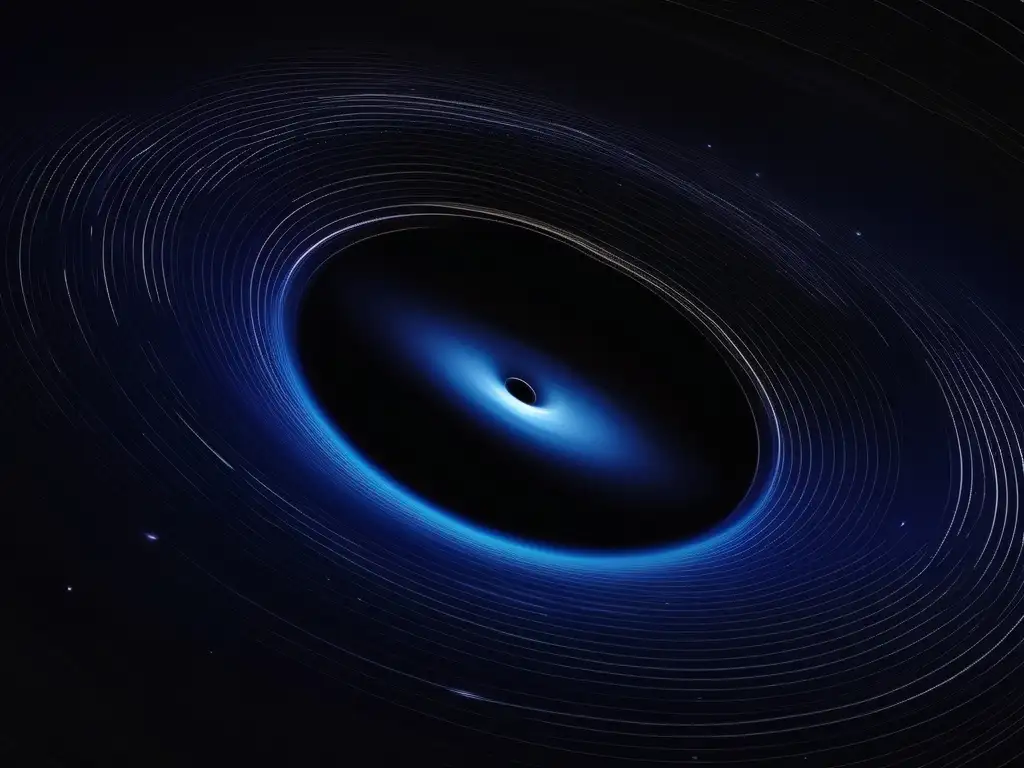 Descubriendo los misterios de los agujeros negros: imagen impresionante de un agujero negro 8k detallado, con energía oscura y patrones en el horizonte de eventos