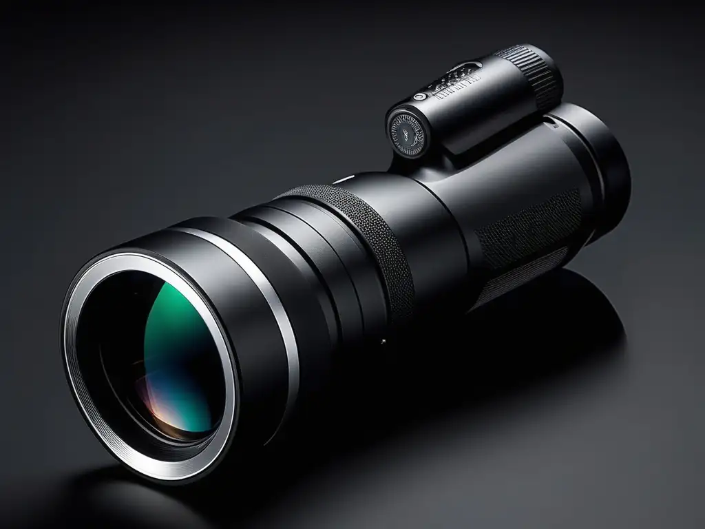Ultradetallado monocular negro: diseño minimalista y lente de precisión Monocular negro de diseño moderno y minimalista, ideal para observación astronómica