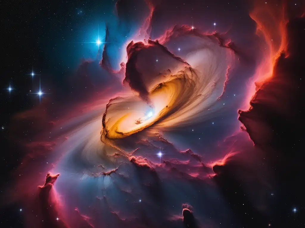 Nebulosa en cosmovisión pueblos originarios: representación minimalista y moderna con elementos naturales interconectados