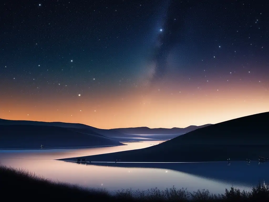 Noche estrellada: persona maravillada Cuidados oculares en turismo astronómico: Noche estrellada con silueta admirando el cielo lleno de estrellas, sin nubes