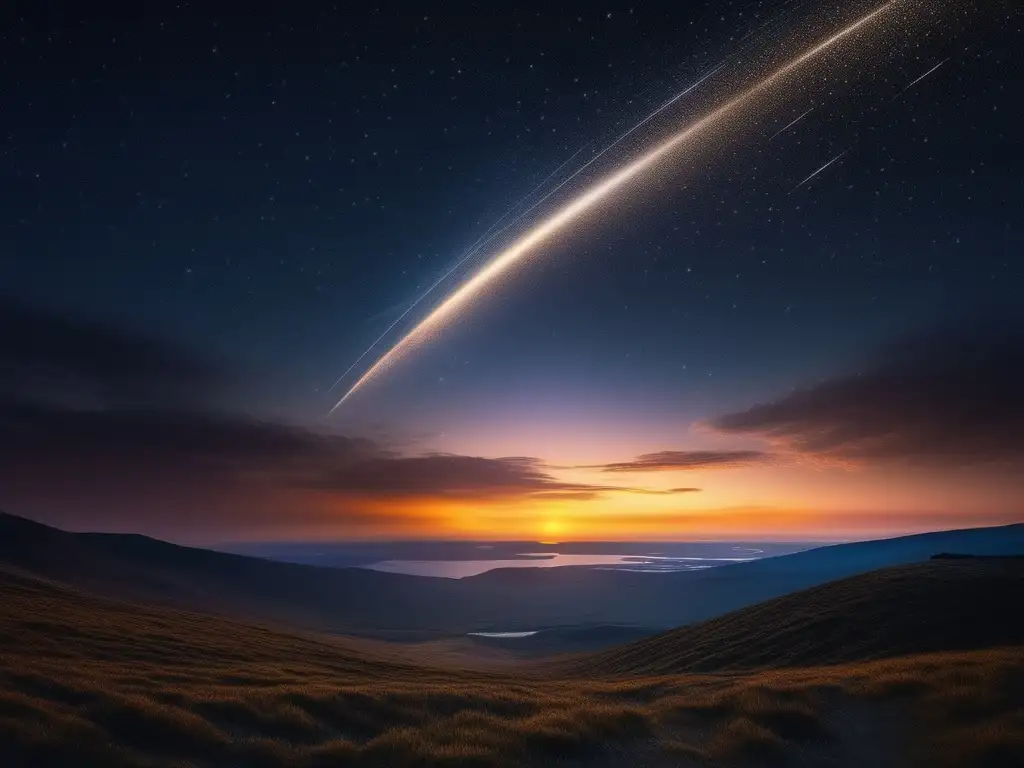 Impresionante meteoro ilumina el cielo estrellado Guía práctica para observar meteoritos en un impresionante cielo nocturno lleno de estrellas y un meteorito brillante