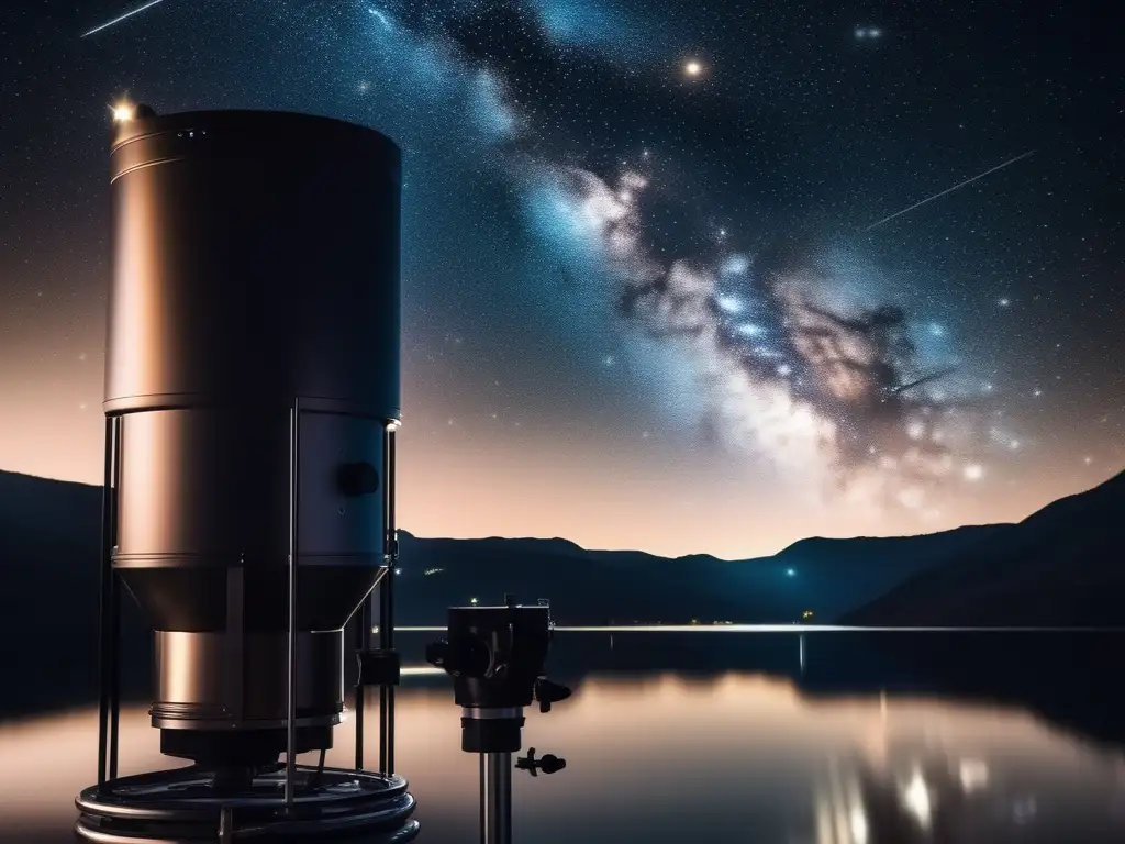 Noche estrellada con telescopio Un cielo nocturno en 8k con diseño minimalista
