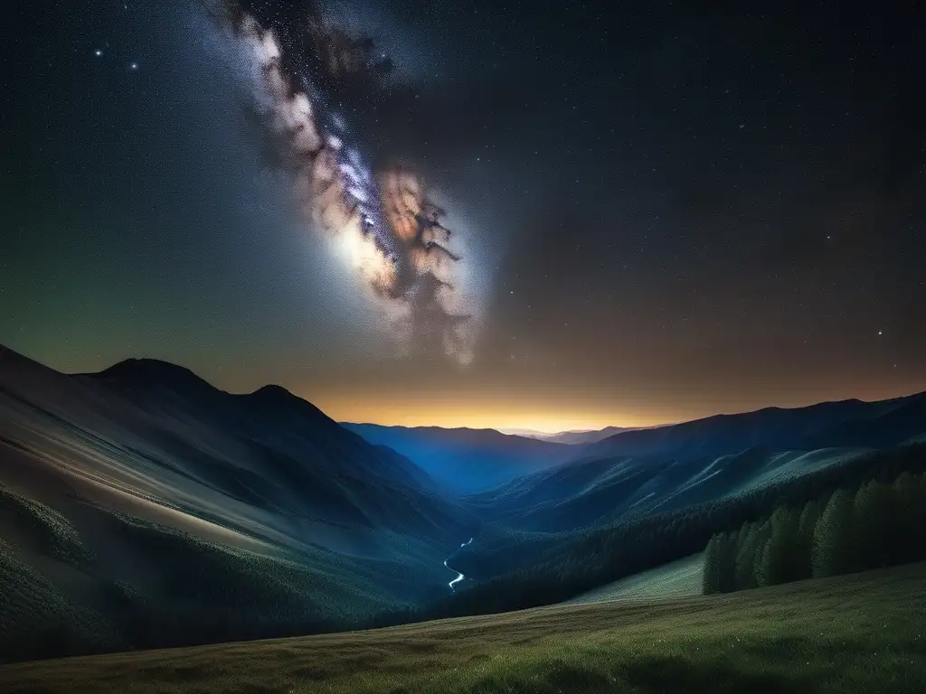 Noche estrellada: La majestuosidad de la Vía Láctea Paisaje nocturno estelar: Leyendas mitología estelar Vía Láctea