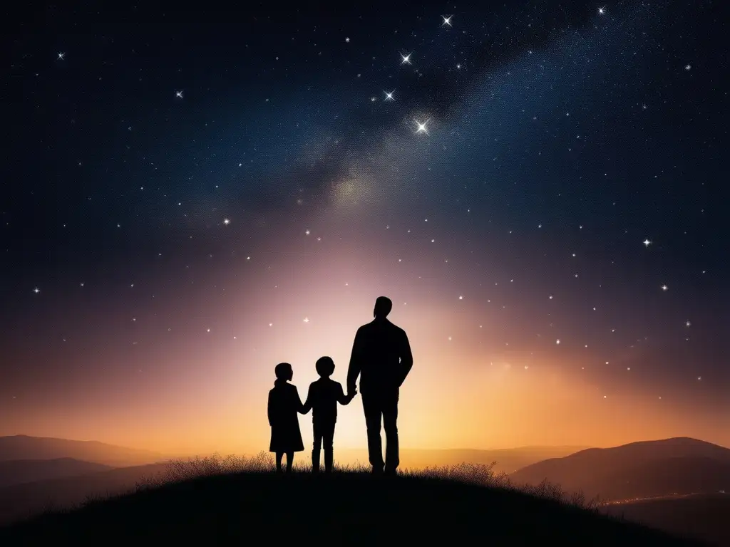 Familia admirando el cielo estrellado Familia admirando la belleza del cielo estrellado: Experiencias educativas en turismo astronómico para niños