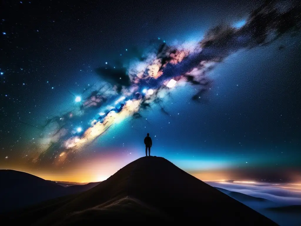 Noche estrellada, belleza del universo Noche estrellada con persona observando el cielo: Contaminación lumínica: consejos para observar estrellas
