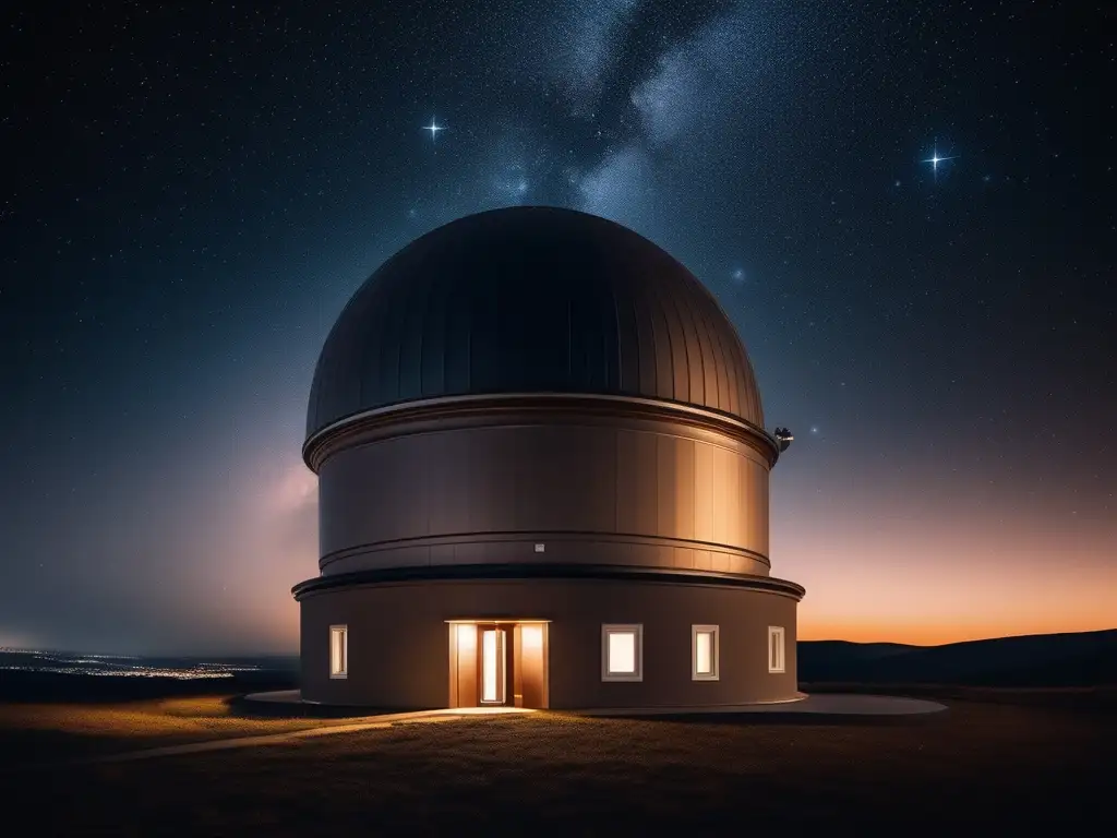 Sereno cielo estrellado en un observatorio astronómico Impresionante imagen nocturna de un cielo estrellado en 8k, resaltando la belleza de un observatorio astronómico sin contaminación