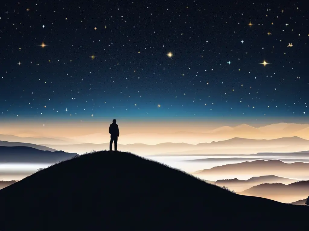 Noche estrellada con silueta Turismo astronómico: experiencia estelar en la noche