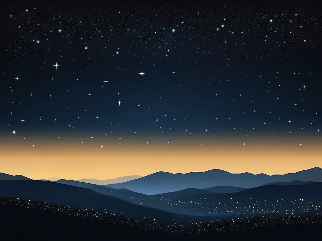 Noche estrellada serena y minimalista Paisaje nocturno estrellado: Herramientas para observación estelar