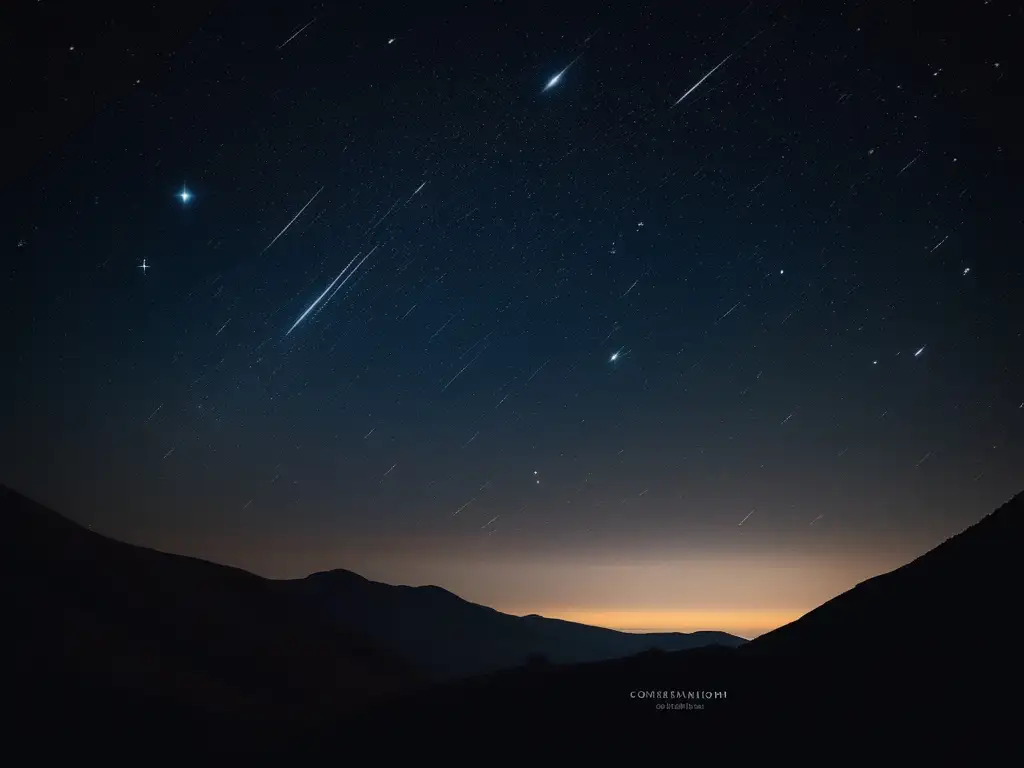 Noche estrellada en paisaje sereno Paisaje nocturno estrellado, con montañas o árboles en primer plano