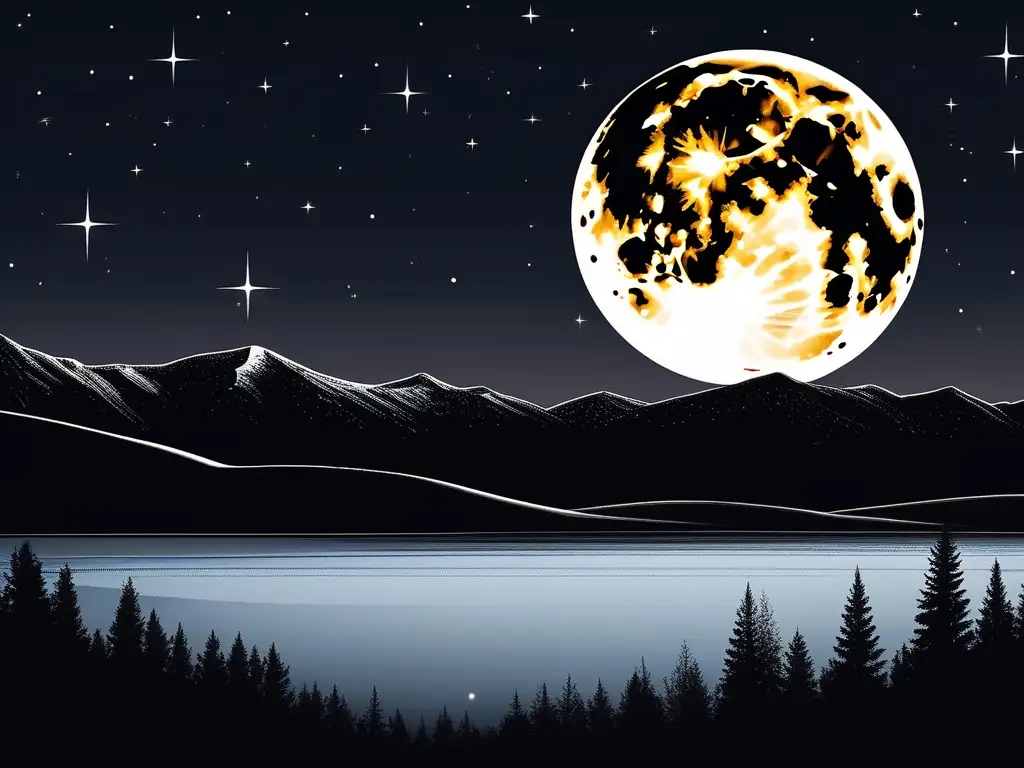 Noche estrellada sin contaminación lumínica Turismo astronómico sostenible: imagen impresionante de un cielo nocturno despejado, lleno de estrellas y una brillante luna llena
